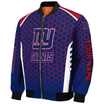 customized new york giants hexagon grid blue bomber jacket best selling