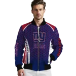 customized new york giants hexagon grid blue bomber jacket best selling