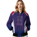 customized new york giants hexagon grid blue bomber jacket best selling
