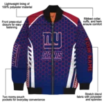 customized new york giants hexagon grid blue bomber jacket best selling