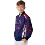 customized new york giants hexagon grid blue bomber jacket best selling