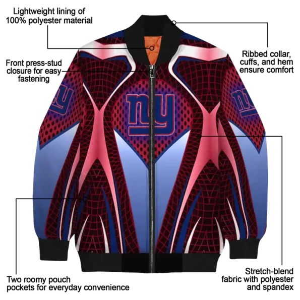 customized new york giants mesh chest red crocs black bomber jacket new arrival