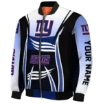 customized new york giants mesh effect blue black bomber jacket best selling