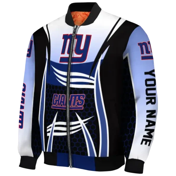 customized new york giants mesh effect blue black bomber jacket best selling