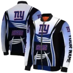 customized new york giants mesh effect blue black bomber jacket best selling