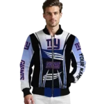 customized new york giants mesh effect blue black bomber jacket best selling