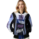 customized new york giants mesh effect blue black bomber jacket best selling
