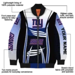 customized new york giants mesh effect blue black bomber jacket best selling