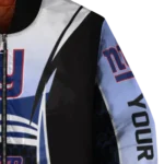 customized new york giants mesh effect blue black bomber jacket best selling