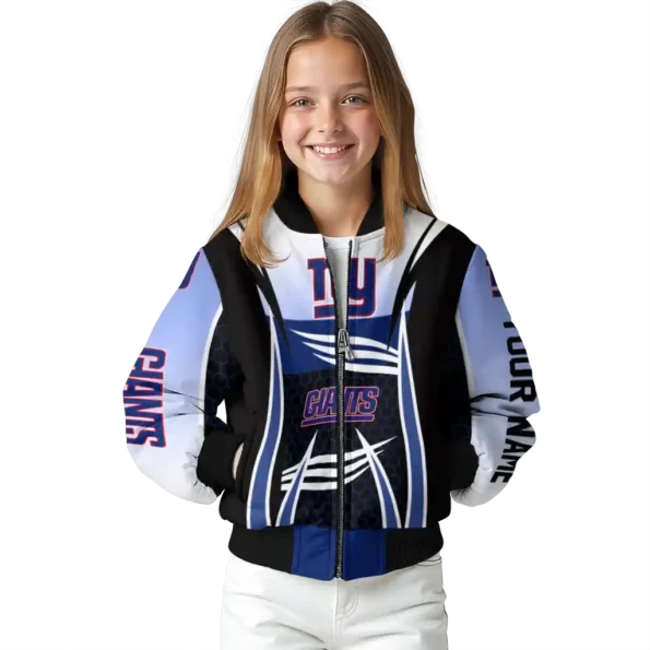 customized new york giants mesh effect blue black bomber jacket top rated