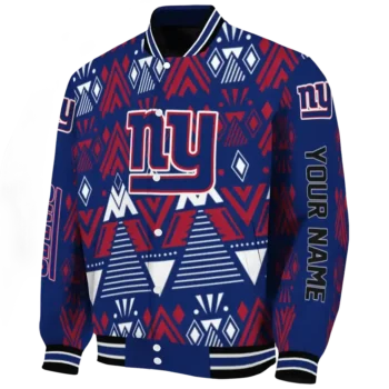 customized new york giants pyramid shapes blue varsity jacket best selling