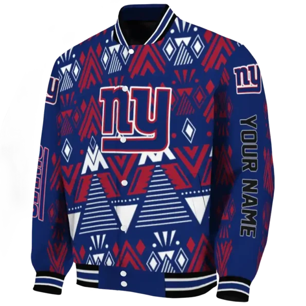 customized new york giants pyramid shapes blue varsity jacket best selling