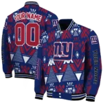customized new york giants pyramid shapes blue varsity jacket best selling