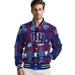 customized new york giants pyramid shapes blue varsity jacket best selling