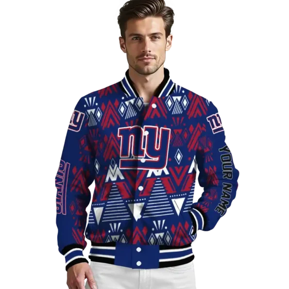 customized new york giants pyramid shapes blue varsity jacket high quality