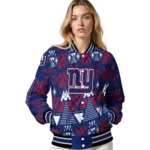 customized new york giants pyramid shapes blue varsity jacket best selling