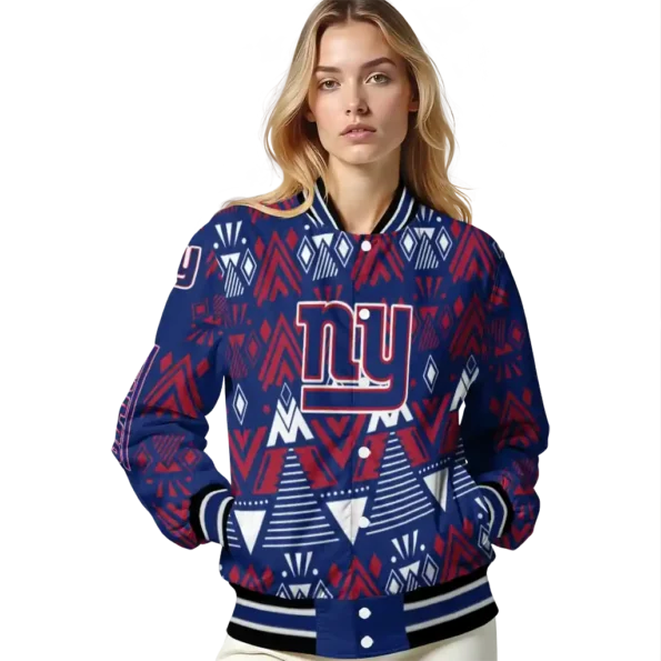customized new york giants pyramid shapes blue varsity jacket latest model