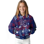 customized new york giants pyramid shapes blue varsity jacket best selling