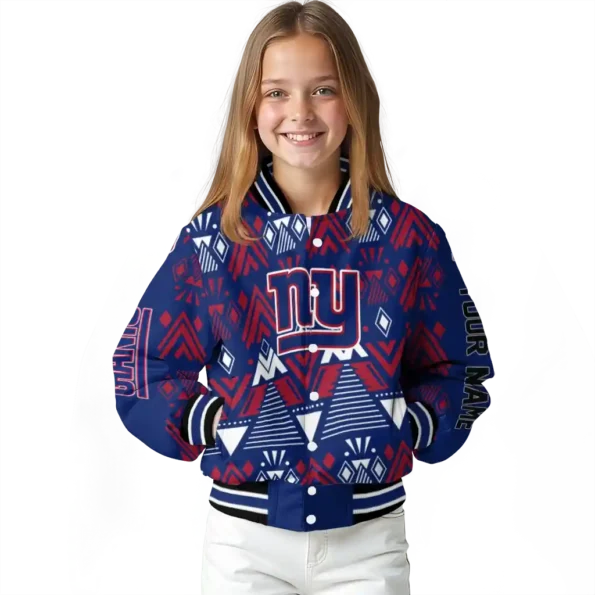 customized new york giants pyramid shapes blue varsity jacket top rated