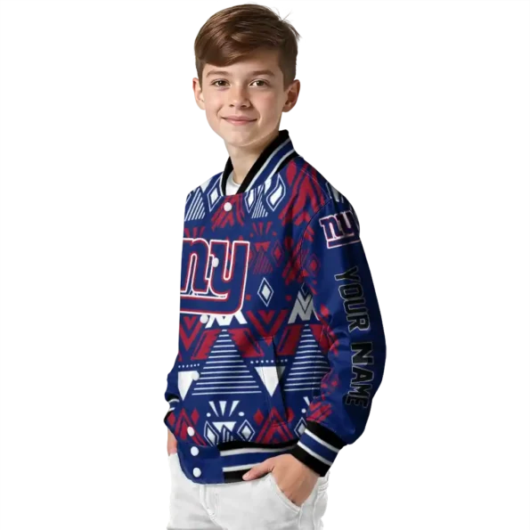 customized new york giants pyramid shapes blue varsity jacket trendy