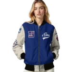 customized new york giants razorback outline blue nude bomber jacket best selling