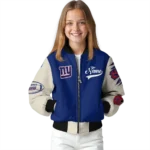 customized new york giants razorback outline blue nude bomber jacket best selling