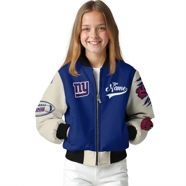customized new york giants razorback outline blue nude bomber jacket top rated
