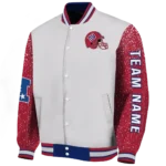 customized new york giants speckled arms blue gray varsity jacket best selling