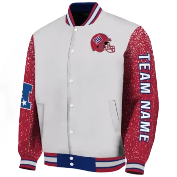 customized new york giants speckled arms blue gray varsity jacket best selling