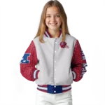 customized new york giants speckled arms blue gray varsity jacket best selling