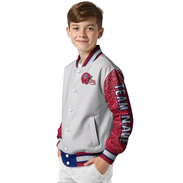 customized new york giants speckled arms blue gray varsity jacket trendy