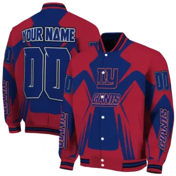 customized new york giants spider mark blue red crocs varsity jacket fashion forward