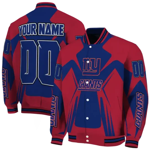 customized new york giants spider mark blue red crocs varsity jacket fashion forward