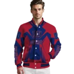 customized new york giants spider mark blue red crocs varsity jacket best selling