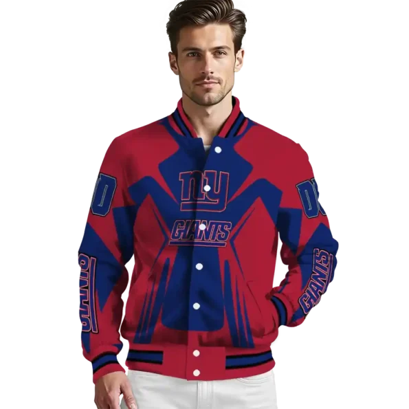 customized new york giants spider mark blue red crocs varsity jacket high quality