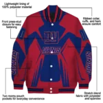 customized new york giants spider mark blue red crocs varsity jacket best selling