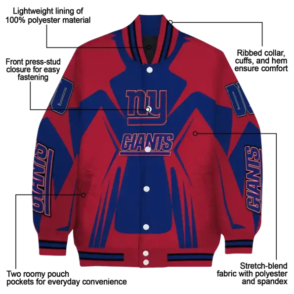 customized new york giants spider mark blue red crocs varsity jacket new arrival