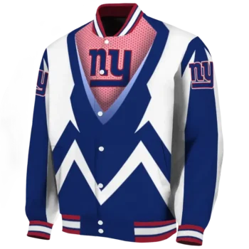 customized new york giants v stripes blue white varsity jacket best selling