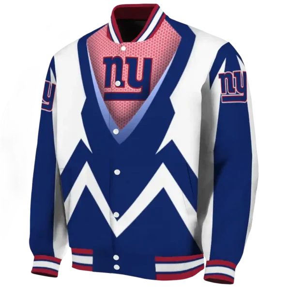 customized new york giants v stripes blue white varsity jacket best selling