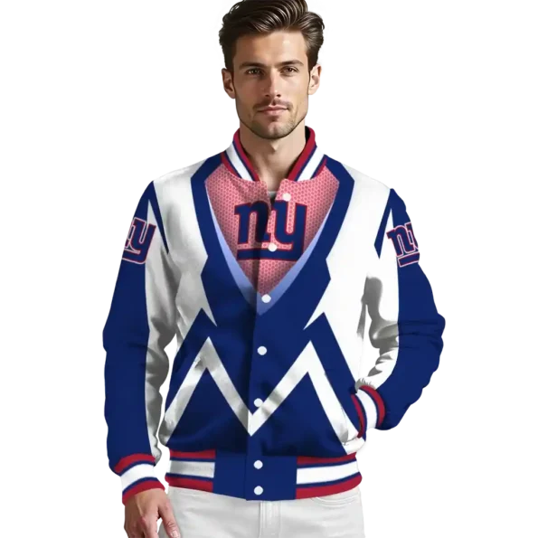 customized new york giants v stripes blue white varsity jacket high quality