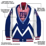 customized new york giants v stripes blue white varsity jacket best selling