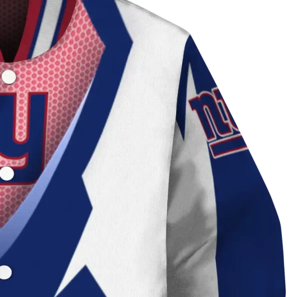 customized new york giants v stripes blue white varsity jacket premium grade