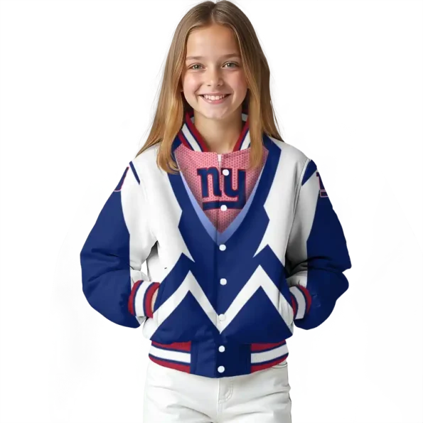 customized new york giants v stripes blue white varsity jacket top rated
