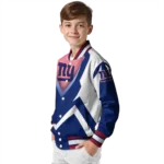 customized new york giants v stripes blue white varsity jacket best selling