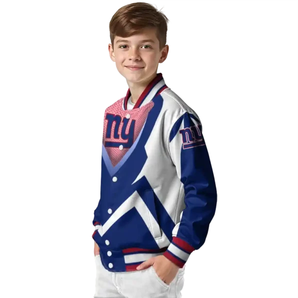 customized new york giants v stripes blue white varsity jacket trendy