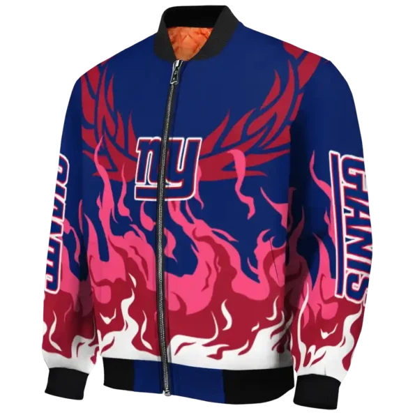 customized new york giants winged blaze blue white bomber jacket best selling