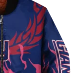 customized new york giants winged blaze blue white bomber jacket best selling