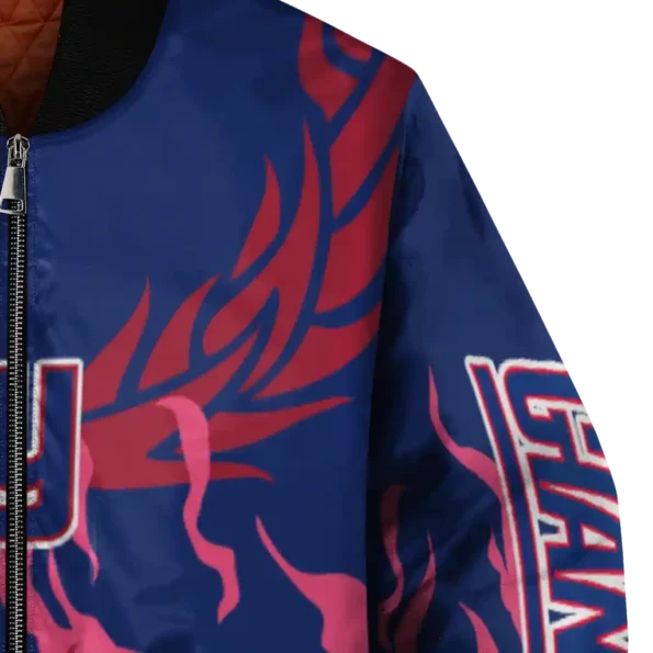 customized new york giants winged blaze blue white bomber jacket premium grade