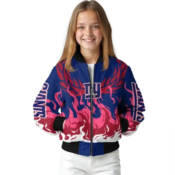 customized new york giants winged blaze blue white bomber jacket top rated