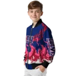customized new york giants winged blaze blue white bomber jacket best selling